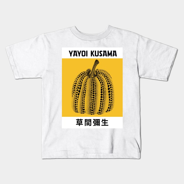 Yayoi Kusama Yellow Pumpkin Exhibition Art Design Wall Art Kids T-Shirt by VanillaArt